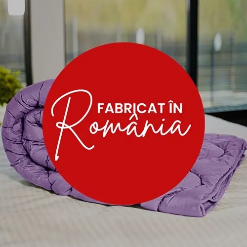 Set pilota iarna, umplutura lana, material policoton, 200x220cm, matlasata, mov, Pucioasa cu 2 perne, matlasate, antialergice, 50x70cm, albe, Pucioasa