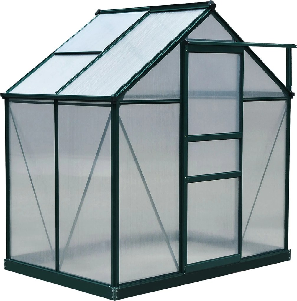Outsunny Sera pentru Plante Curte/Aer Liber Aluminiu Placa de Policarbonat cu Fereastra si Usa 6'x4'x7' | Aosom Romania