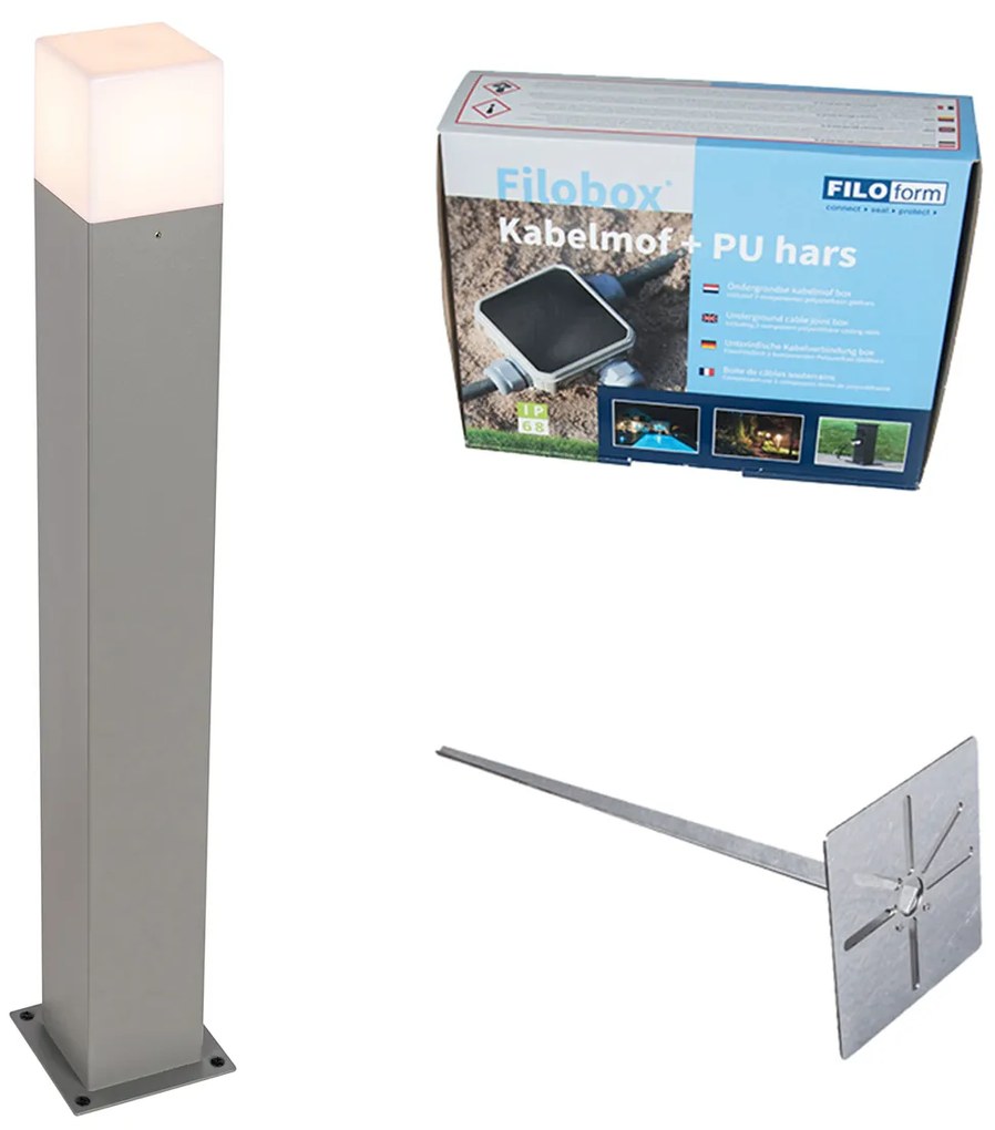 Lampă de exterior Danemarca P70 Gri cu țăruș de sol și mânecă de cablu