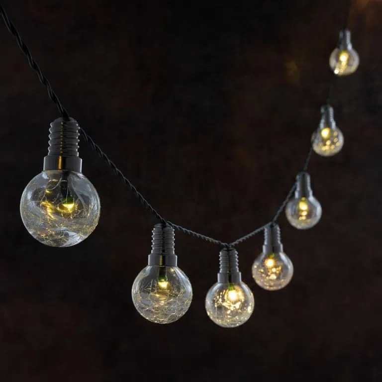 Lanț de lumini solare 10 LED-uri, 345 cm, alb cald/culoare