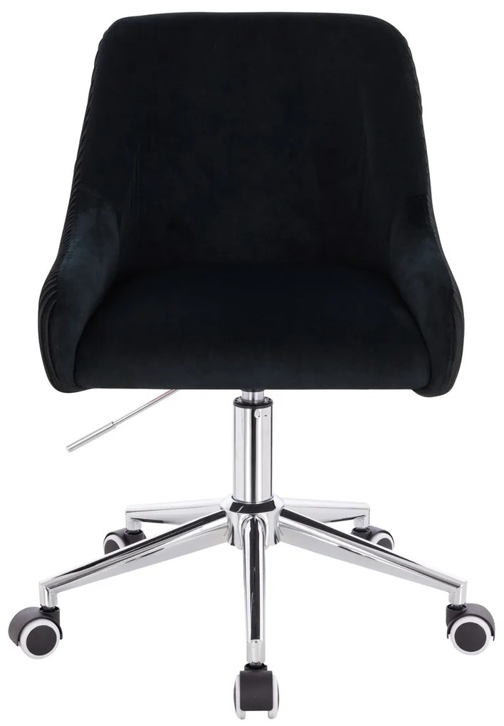 HR920K Scaun Neagră din Catifea cu Bază Cromata