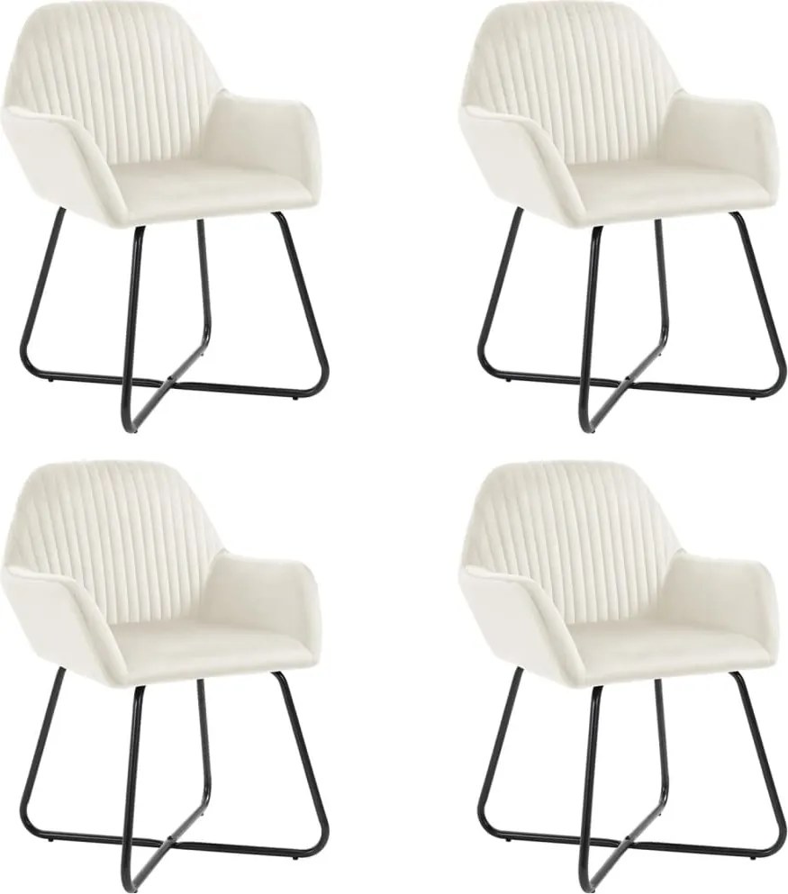 vidaXL Scaune de bucătărie, 4 buc., crem, catifea