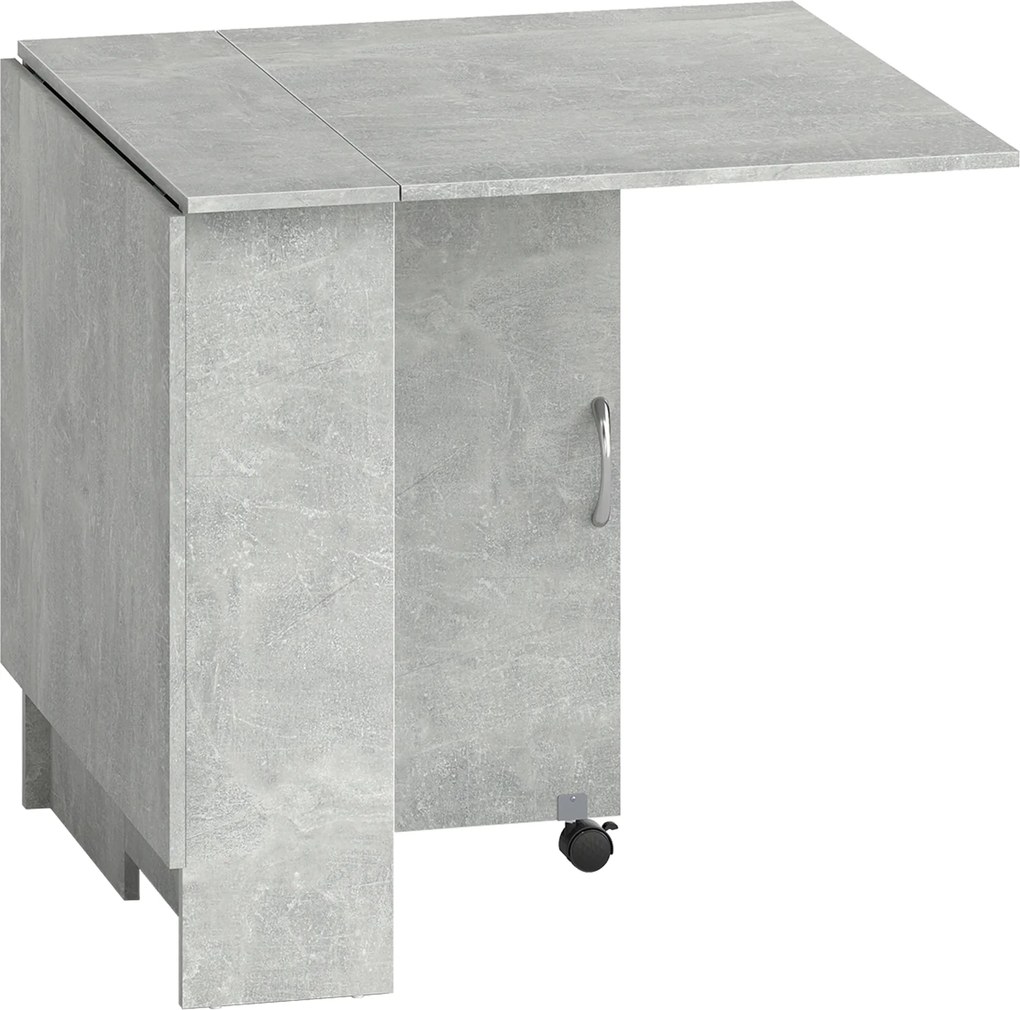 HOMCOM Masă Pliabilă din Lemn cu Roți, pentru 4-6 Persoane, 75x140x75 cm, Gri | Aosom Romania