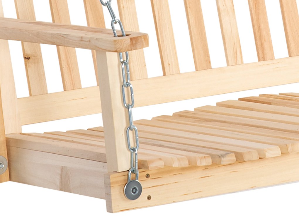 Outsunny Leagăn de Grădină pentru 2 Persoane Cușcă de Leagăn Masiv Patio Terasă Curte Lemn Natural 117 x 69 x 60 cm | Aosom Romania