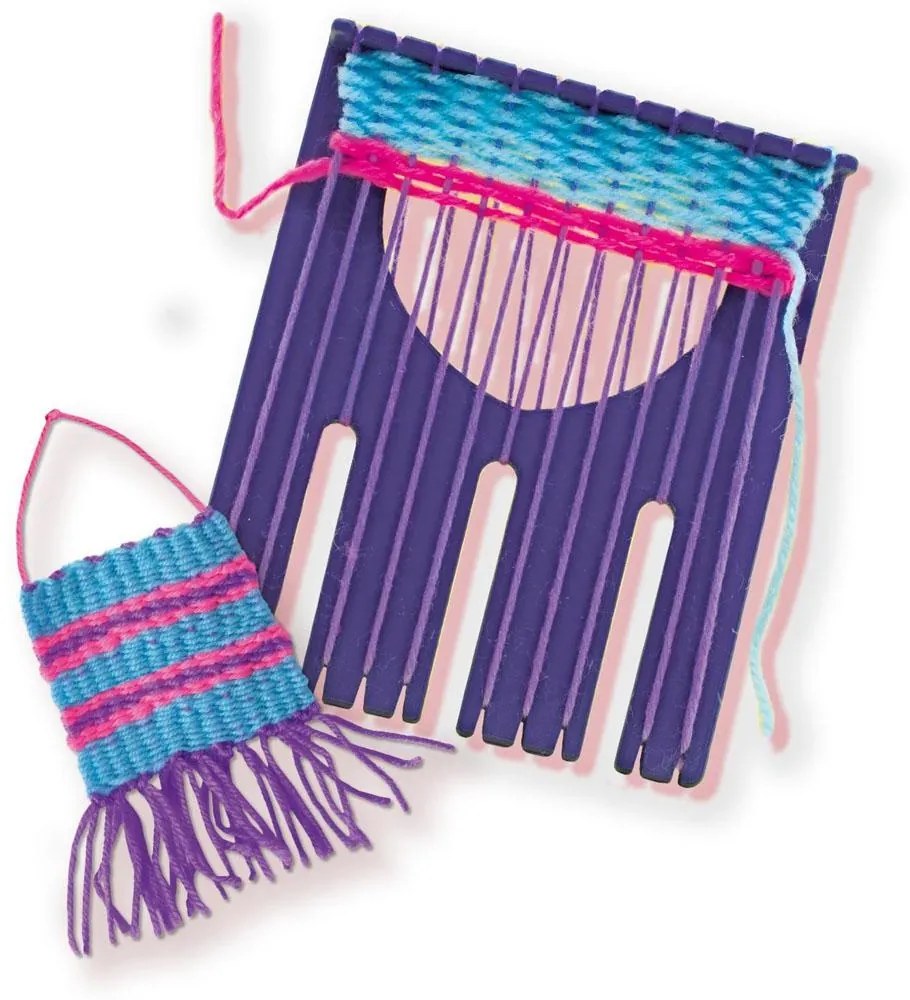 Set creativ de tesut pentru copii cu gherghef si accesorii