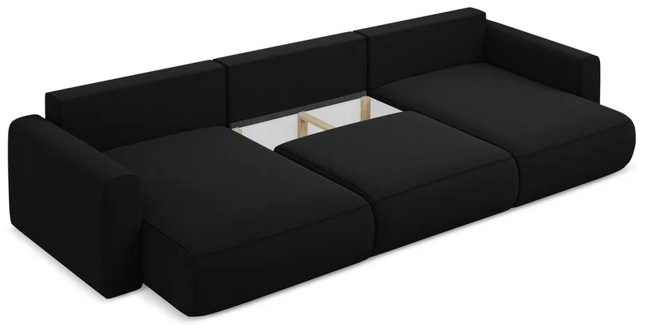 Colțar negru extensibil/cu spațiu de depozitare cu tapițerie din catifea (în formă de "U") Kapua – Makamii