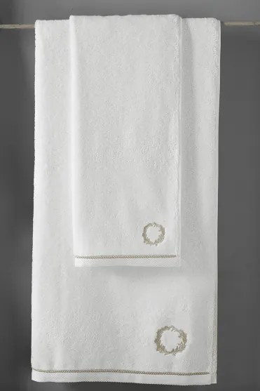 Prosop de corp SEHZADE 85x150 cm Alb – Broderie argintie