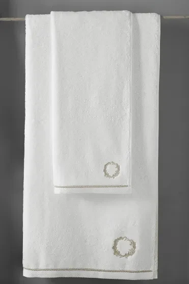 Prosop de corp SEHZADE 85x150 cm Alb crem - broderie auriu