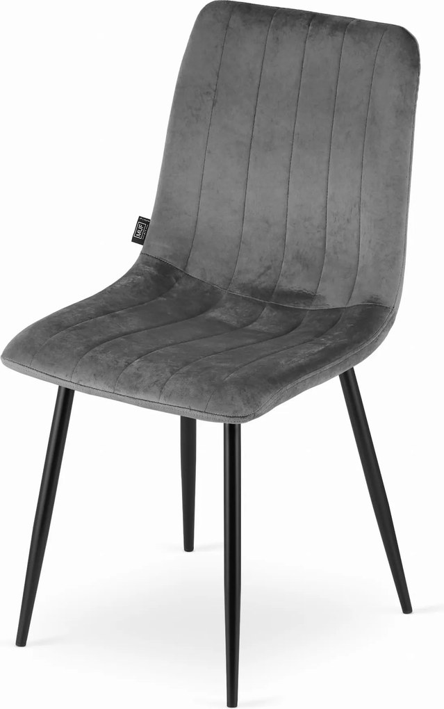 Oferta Scaun de catifea gri LAVA cu picioare negre II. calitate
