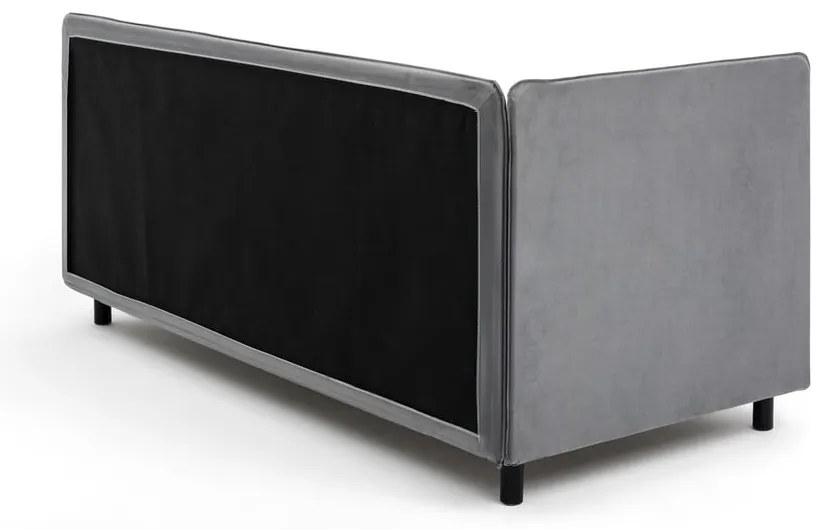 Pat gri tapițat cu spațiu de depozitare cu saltea 90x200 cm Avela – Bonami Selection