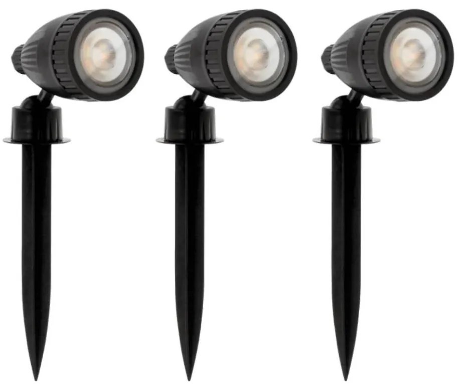 Eglo 31028 - Set 3x lampă de exterior LED RGBW NEMA-C 1xGU10/5W/230V IP44 neagră+telecomandă