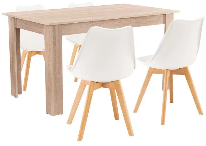 Set de masă Zara 4+1 alb-stejar Sonoma