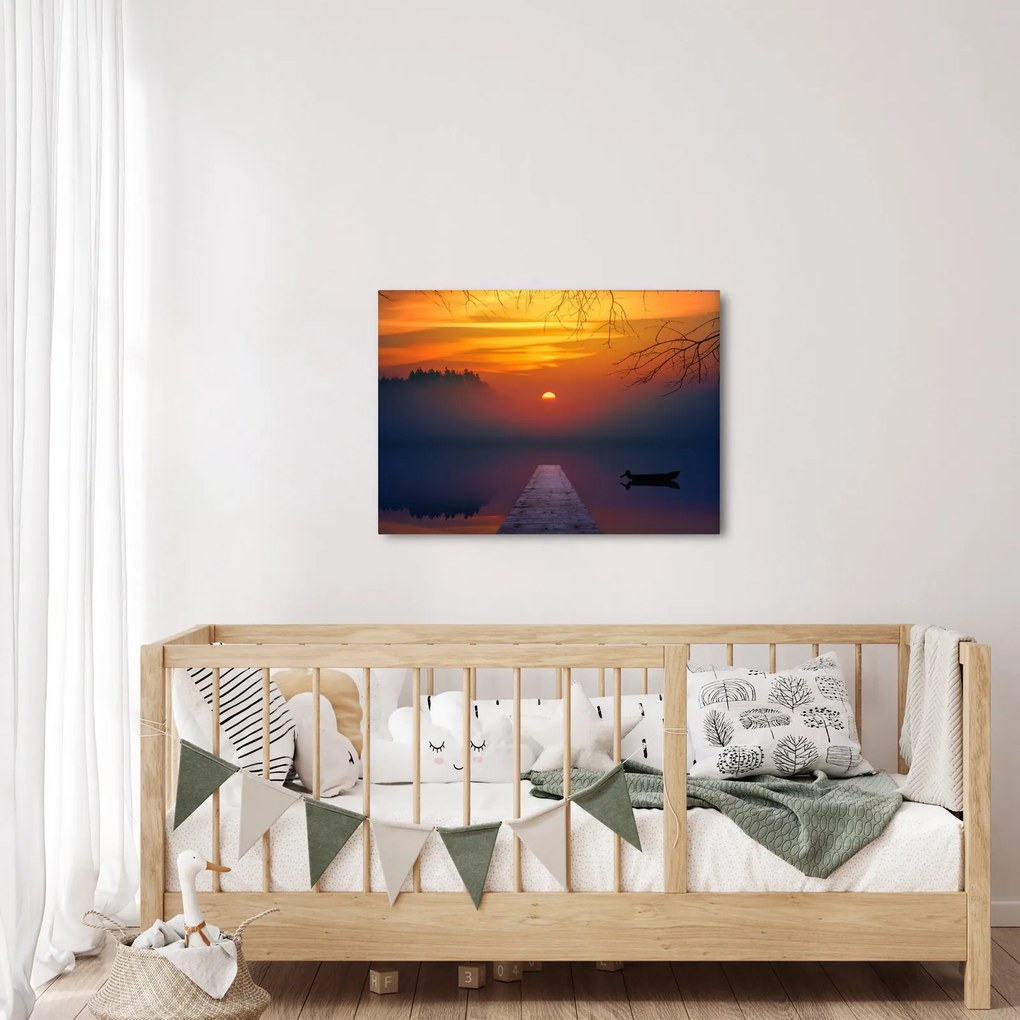 Tablou cu podul în apus de soare (70x50 cm)