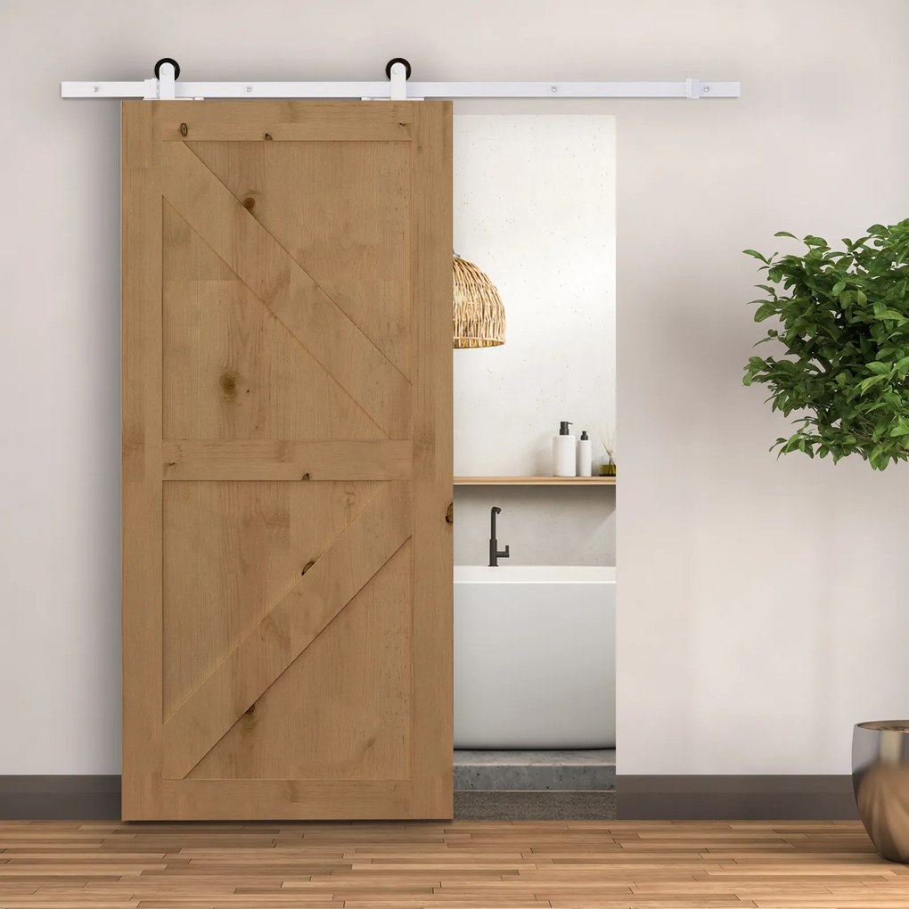 HOMCOM Kit de Feronerie de 6' Rustic pentru Interior pentru Montaj Usa Glisanta de Hambar, Alb | Aosom Romania