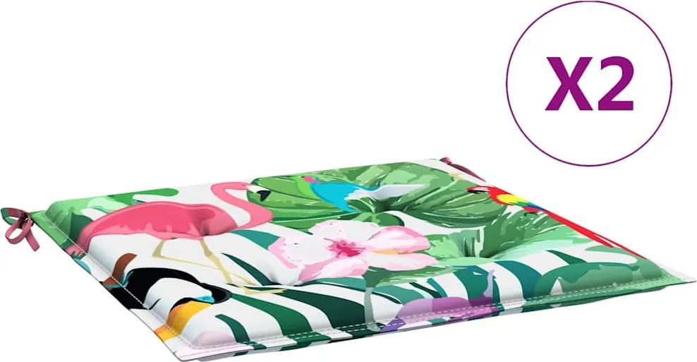 vidaXL Perne scaun de grădină, 2 buc., multicolor, 40x40x4 cm, textil