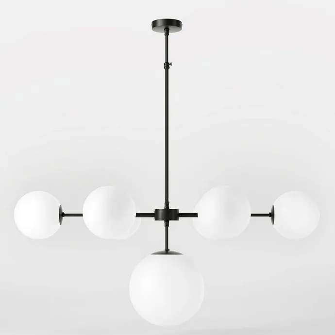 Candelabru din alama cu sfere albe din sticla Musa