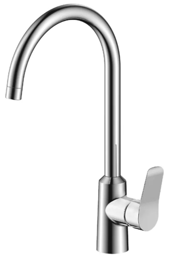 Baterie Lebada Bucatarie Sanobi Lotus, pipa inalta, Argintiu, cartus ceramic D 35 mm