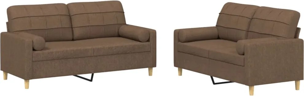 vidaXL Set de canapele cu perne, 2 piese, maro, textil