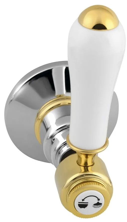 Baterie argintiu-lucioasă/aurie pentru duș încastrată (2 ieșiri) Antea – Sapho