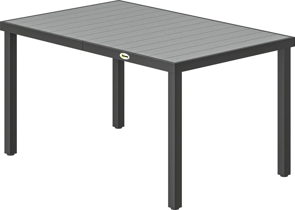 Outsunny Masă de grădină pentru 4-6 persoane, masă de exterior cu blat cu lamele, 140 x 90 x 74 cm, gri | Aosom Romania