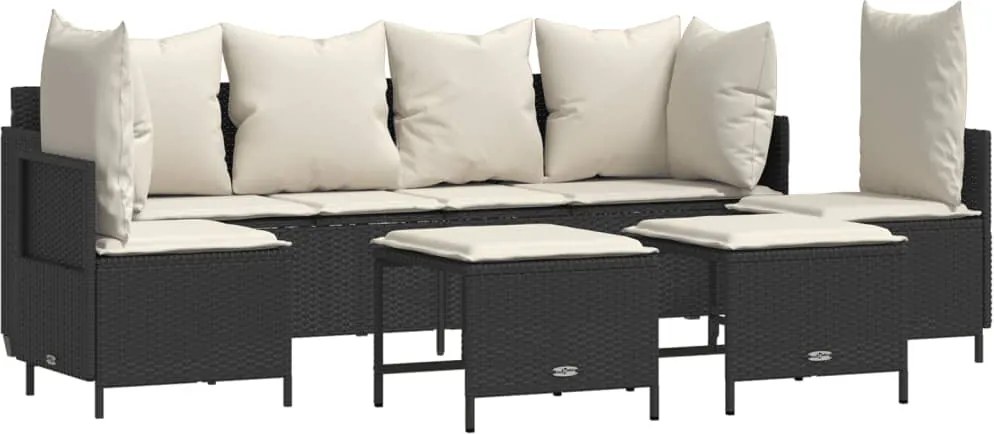 vidaXL Set mobilier de grădină cu perne, 5 piese, negru, poliratan