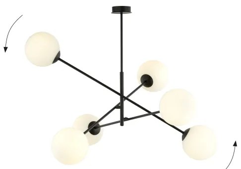 Lustră pe tijă LINEAR 6xE14/10W/230V negru/alb