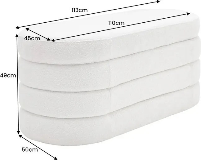 Bancheta cu spatiu de depozitare, Tesatura Boucle, VOQUE 115cm