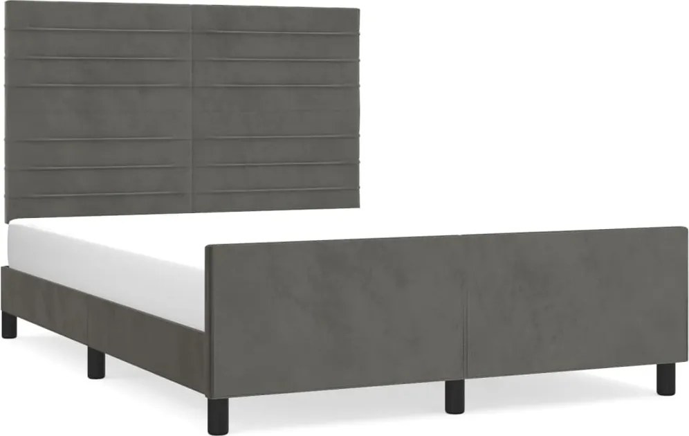 vidaXL Cadru de pat fără saltea, gri închis, 140x200 cm, catifea
