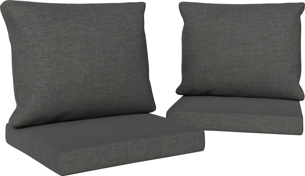 Outsunny Set de 4 perne pentru scaune de exterior, perne de grădină, huse detașabile și lavabile, pentru exterior, gri închis | Aosom Romania