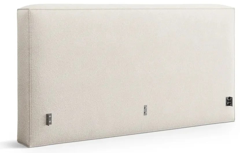 Pat matrimonial crem tapițat cu spațiu de depozitare cu somieră 180x200 cm Simon Olivia – Micadoni