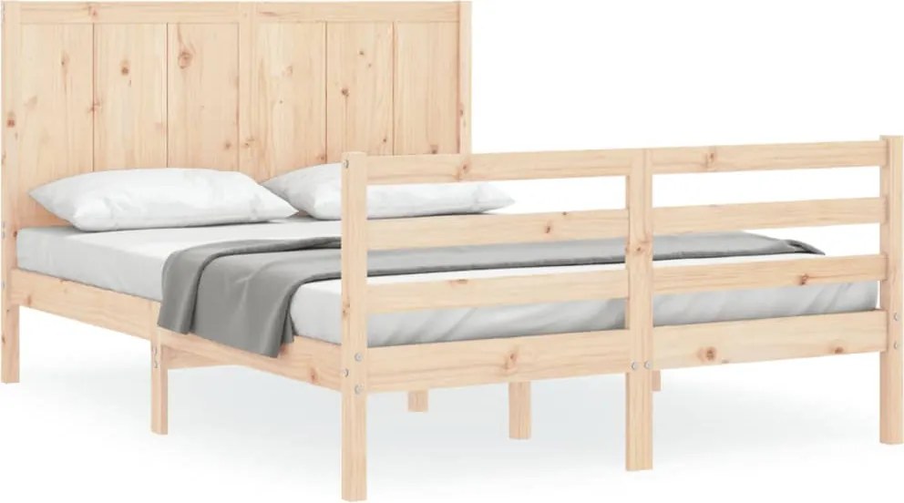 vidaXL Cadru de pat cu tăblie, king size, lemn masiv