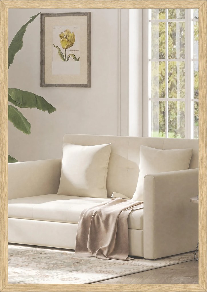 HOMCOM Oglindă de Perete din Sticlă și MDF, 50x70 cm, Culoare Lemn | Aosom Romania
