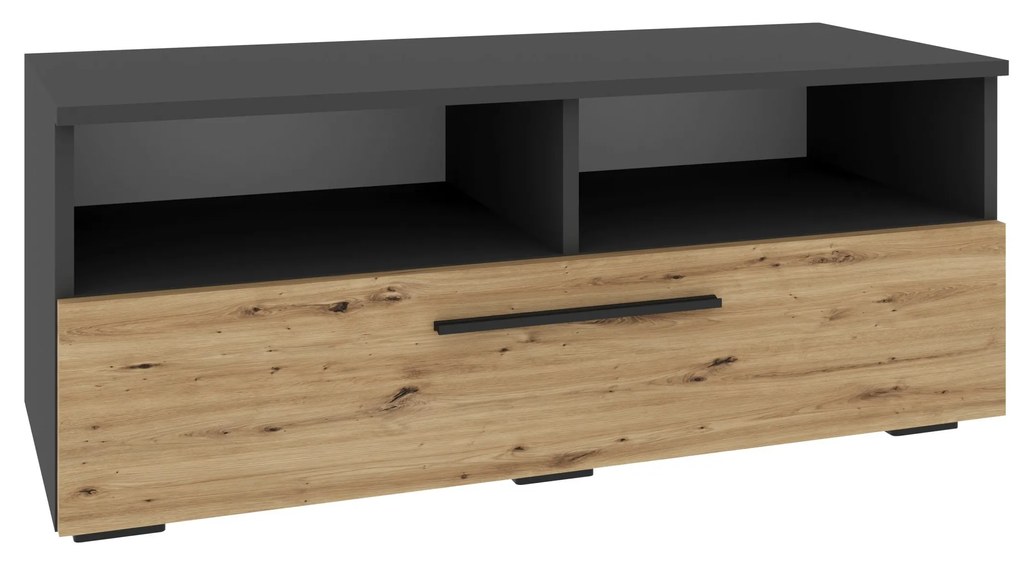 Comoda Kos, O Usa, 2 Polite, Antracit/Stejar Artisan, 95 x 40 x 39 cm
