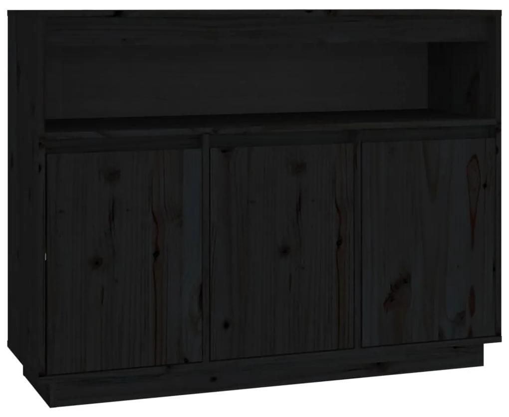 814393 vidaXL Servantă, negru, 104,5x34x80 cm, lemn masiv de pin