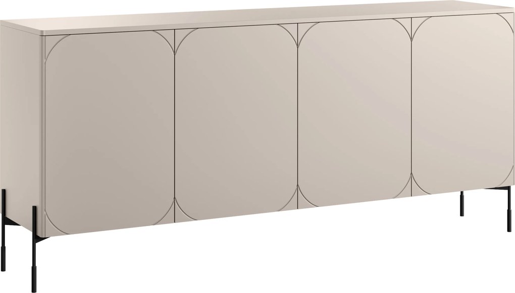 Comodă Sonatia 200 cm cu patru uși - casmir cu picioare negre