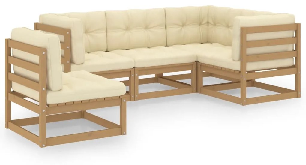 3076627 vidaXL Set mobilier de grădină cu perne, 5 piese, lemn masiv pin
