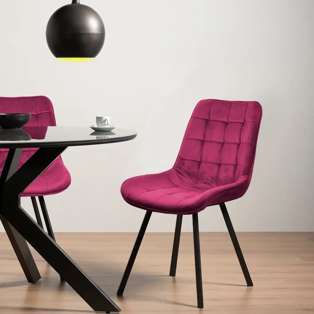 Scaun living tapițat cu catifea și picioare metalice BUC 206 vișiniu