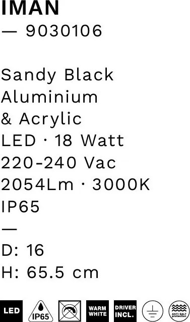Stalp LED exterior din aluminiu IP65 Iman H-65,5cm