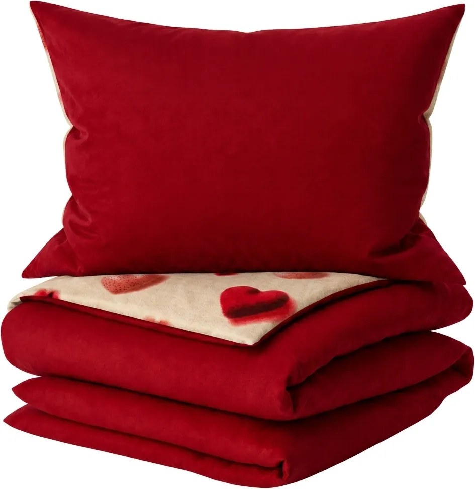 Lenjerie de pat cocolino DUO SENSE HEARTELLE crem microplus/flanel Dimensiune lenjerie de pat: 70 x 90 cm | 140 x 220 cm