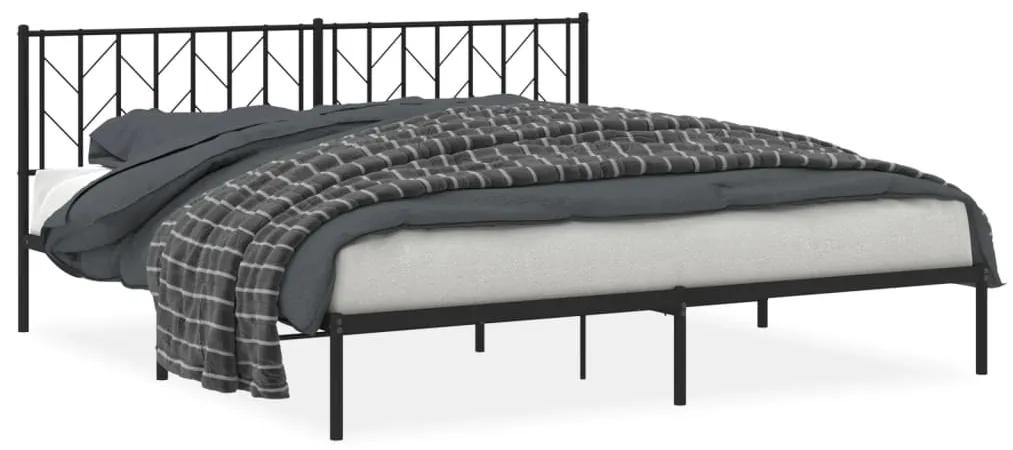 374443 vidaXL Cadru de pat metalic cu tăblie, negru, 193x203 cm