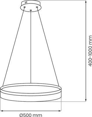 Lustră LED suspendată pe cablu GALA, LED/25W/230V, Ø 50 cm, finisaj auriu