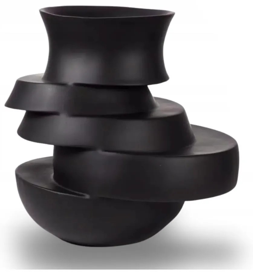 Vază din rășină, 38x33x36 cm, negru mat