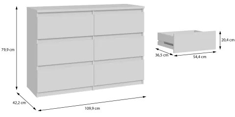 Comodă MAO cu sertare, albă