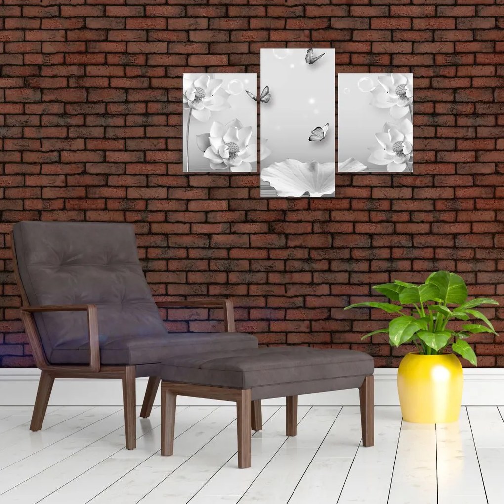 Tablou - Design flori și fluturi (90x60 cm)