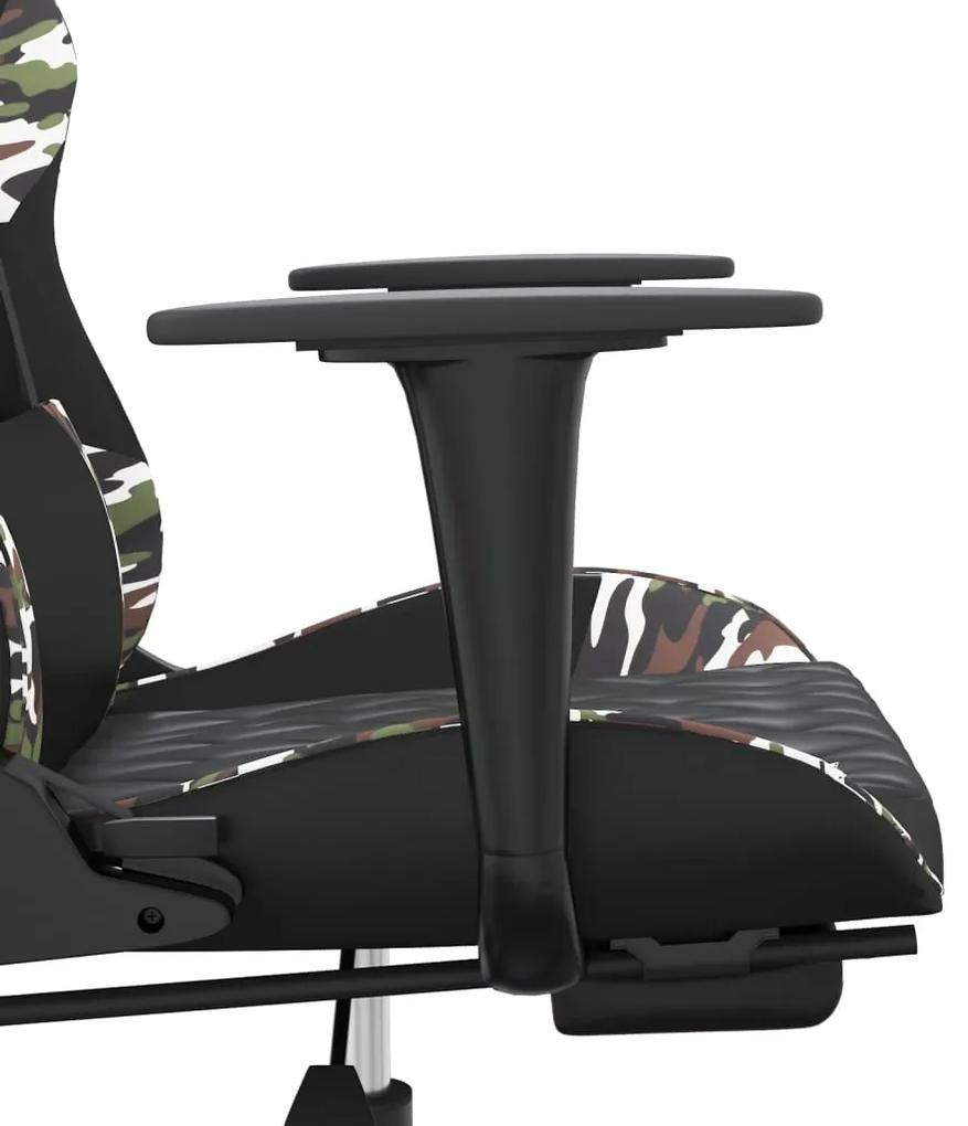 Scaun de gaming masaj suport picioare negru Camuflaj piele eco 1, black and camouflage, Cu suport de picioare