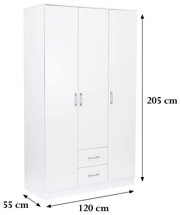 Dulap Miami 120x205 cm alb-alb