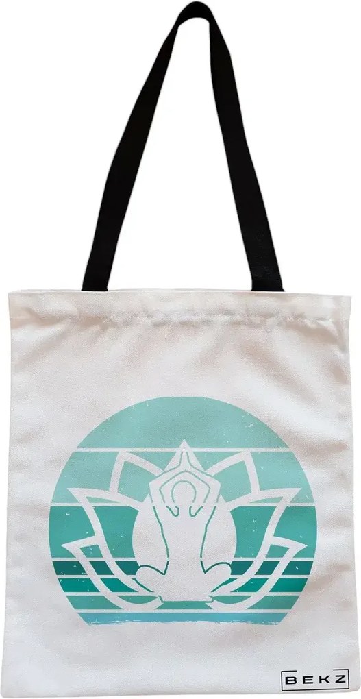 Sacosa de Panza pentru Cumparaturi, Geanta Tote, Yoga 13, Cu fermoar, 38x34.5 cm, Alba, BEKZ®