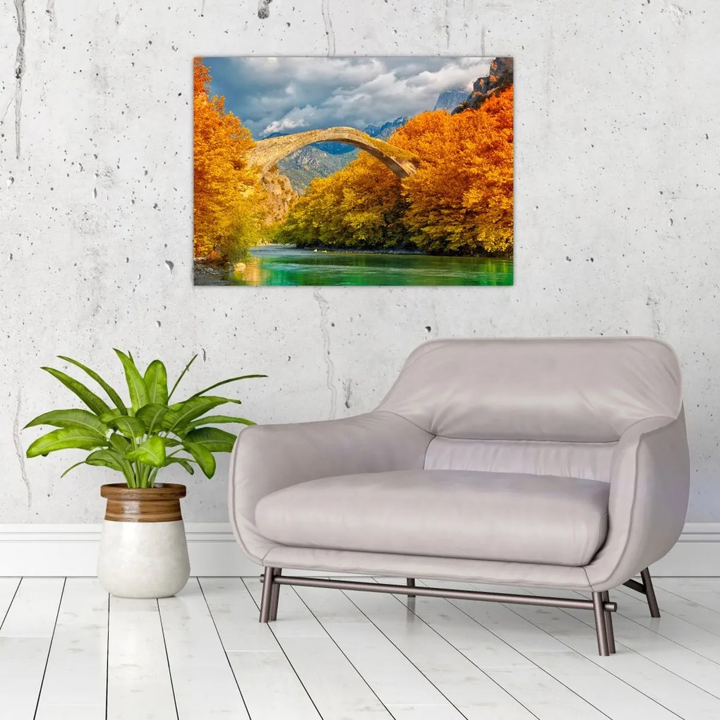 Tablou pe sticlă - Podul Konitsa (70x50 cm)