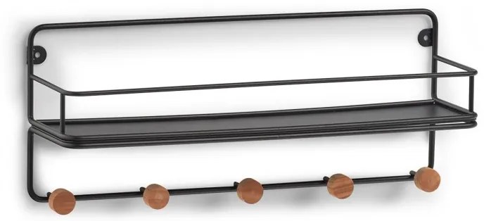 Cuier Zeller Wood Steel, negru, 45 x 11.8 x 18 cm
