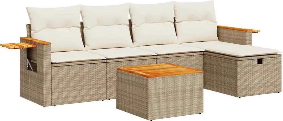 vidaXL Set canapele de grădină cu perne, 6 piese, bej, poliratan